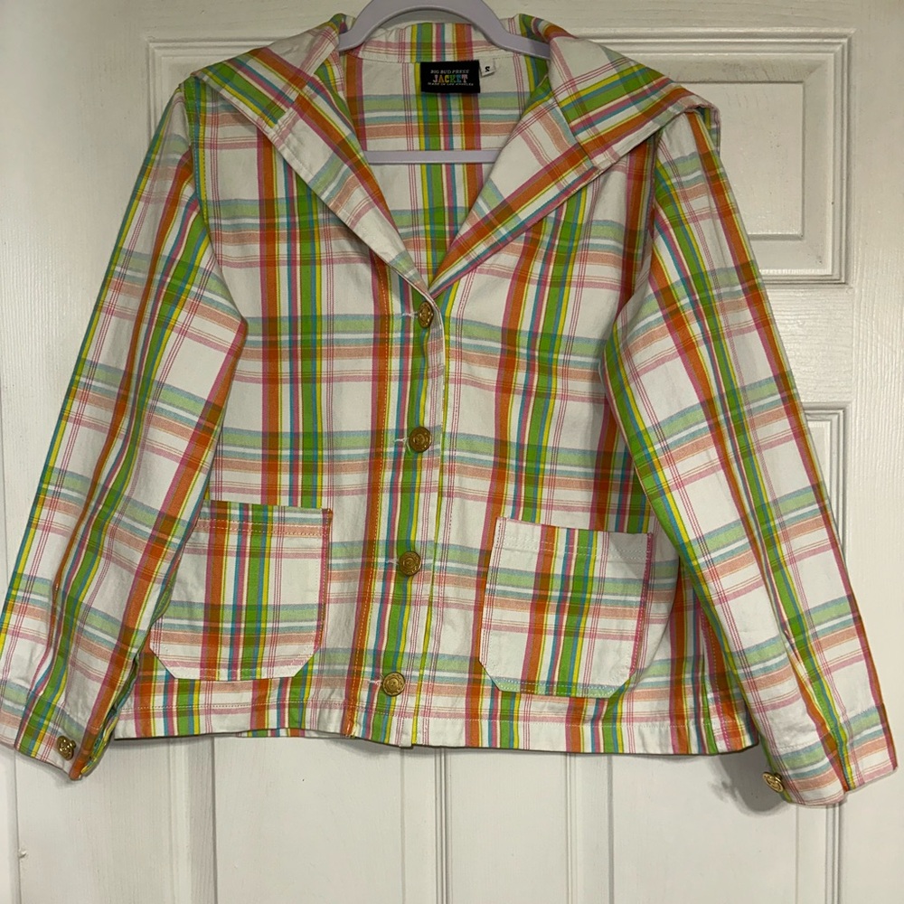 Spring rainbow plaid sailor jacket